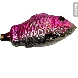 Vintage Germany Mercury Iridescent Glass Fish Christmas Ornament 3.5” Pink Scale